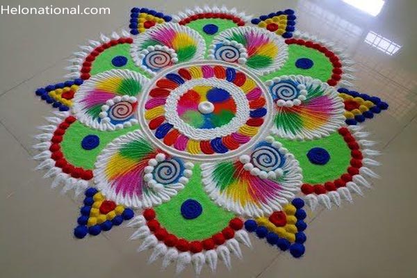 Happy new year rangoli with dot