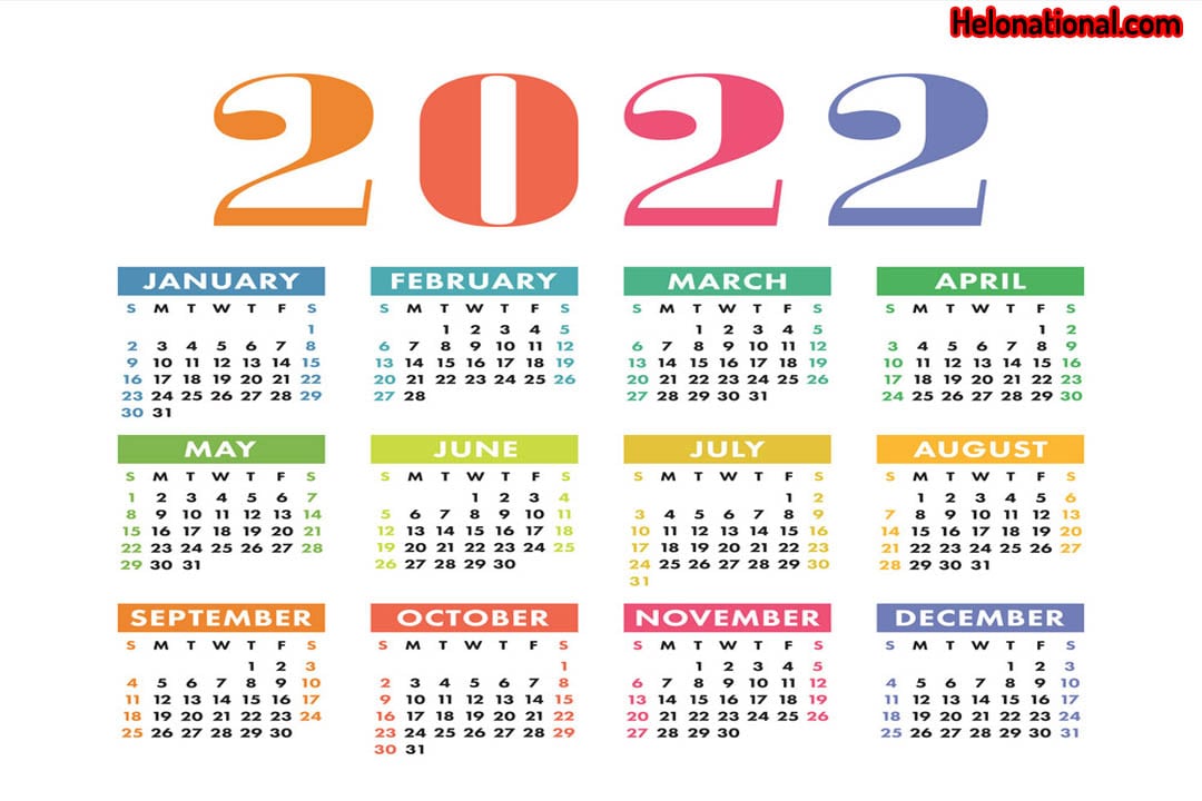 New Year Calendar 2022 2022 Calendar | Happy New Year 2022 Calendar | All New Year 2022 Events  List | Helo National