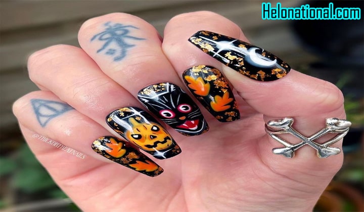 Halloween Jack O Lantern Nails Arts for Girls