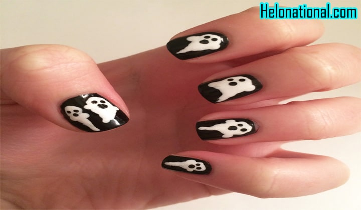 Happy Halloween Ghost Nail Art