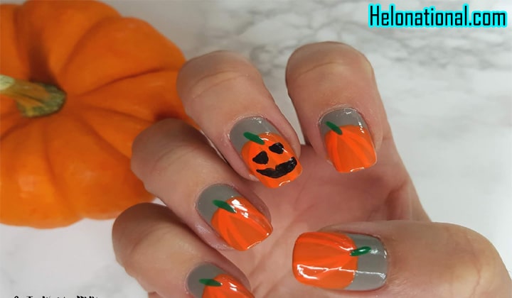Happy Halloween Pumpkin Nail Art