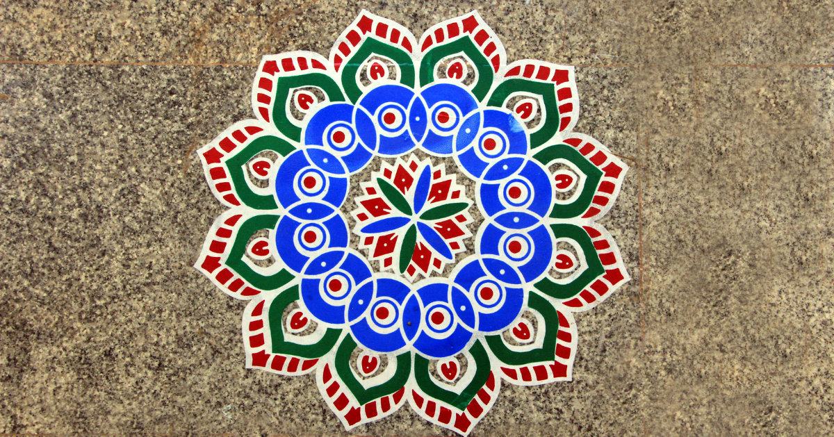 Red and Blue Rangoli DEsign